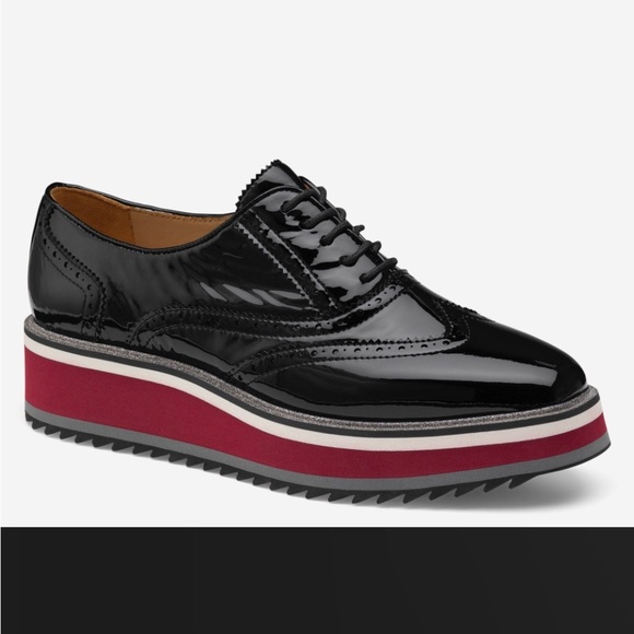 Johnston & Murphy Black and Red Platform Shoes - Picture 1 of 12